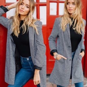Wool-Blend Houndstooth Jacket